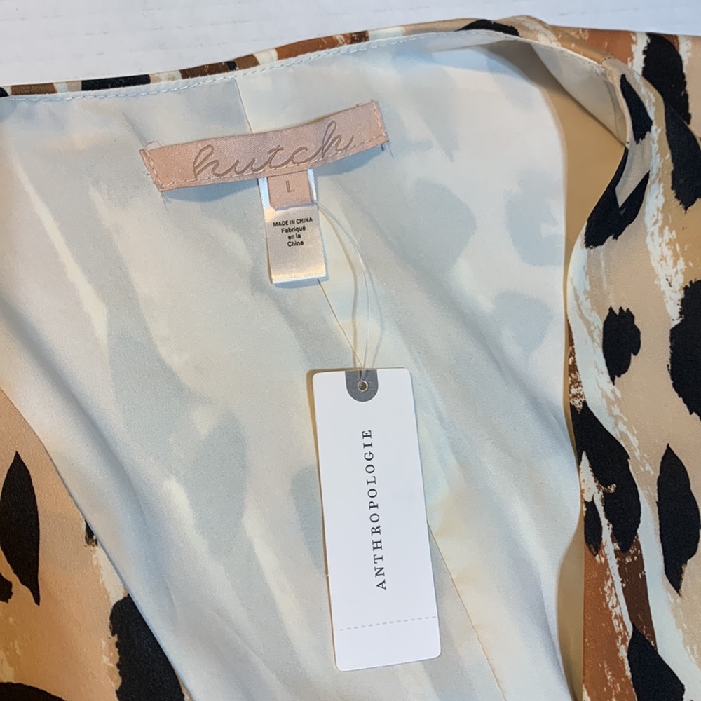 NWT Anthropologie Hutch Striped Leopard Midi Dress Women's Size Large - Picture 3 of 8